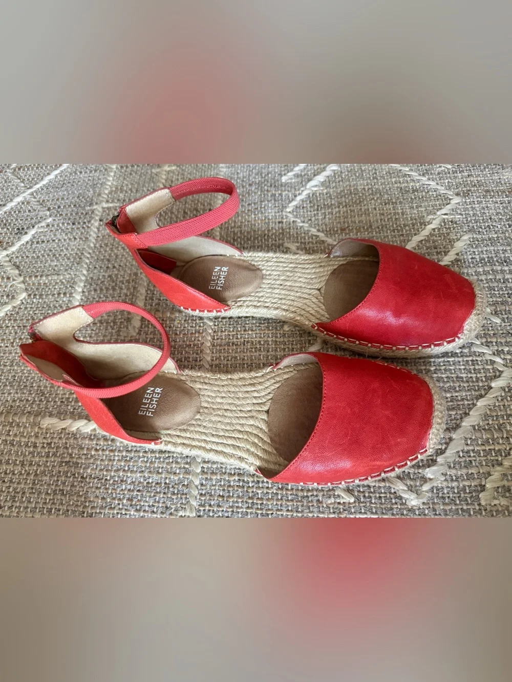 Eileen Fisher Red Espadrille Ankle-Strap Flats